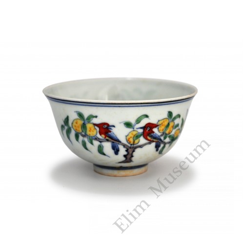 1439 A Ming Cheng-Hua Doucai bowl with flowers and birds